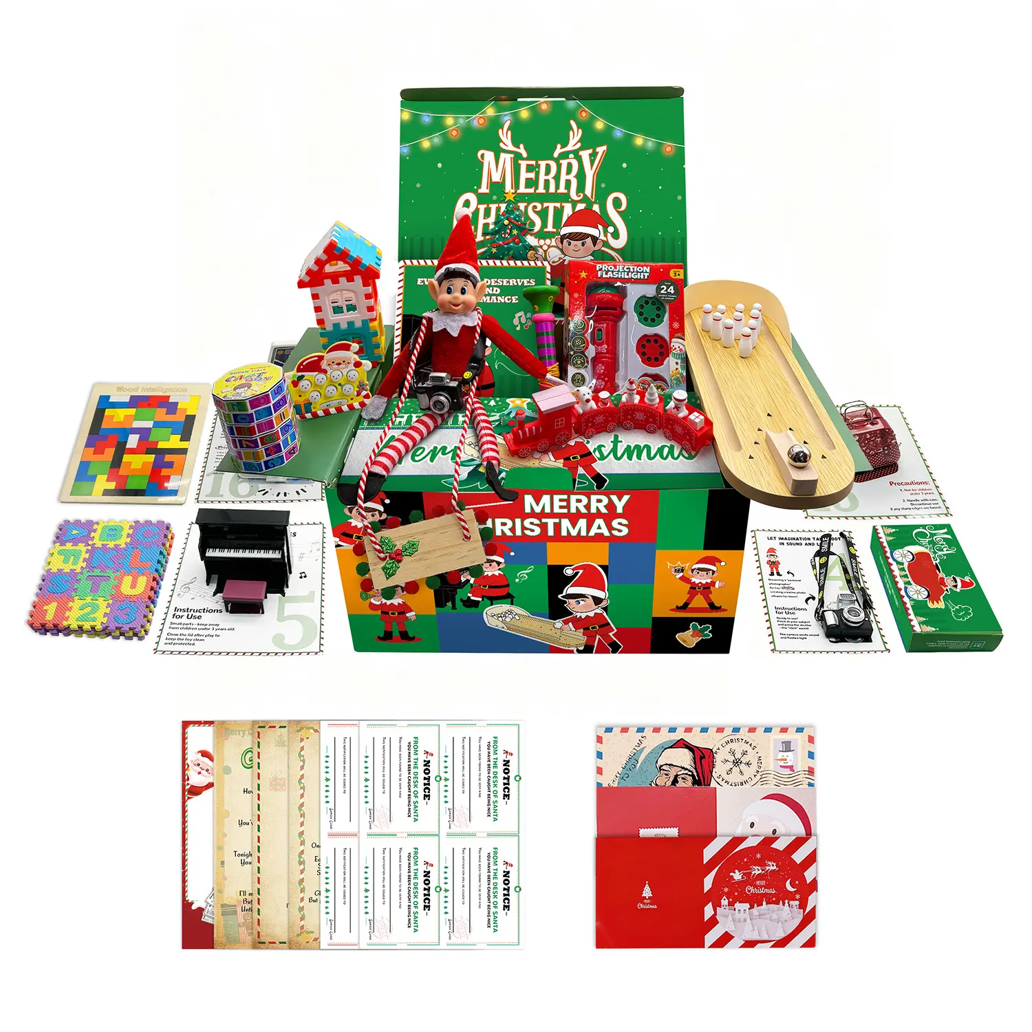 Elf Kit 28-Day Christmas 2026 with 28 Daily Theme Scenes, Elf Adventure Accessories Helper Kit with Elf Props for 28 Days of Magic Christmas Countdown Ideas