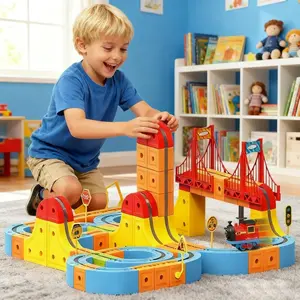 Magnetic Electric Train Toys Flexible Race Car Building Blocks Train Track Gravity-Defying 3D Embedded Layouts STEM Learning Toys for Boys Girls Birthday Party Gifts Magnetic Building Set