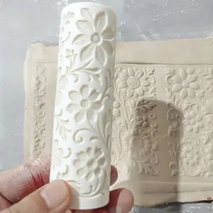 3D Floral Embossing Roller, Victorian Garden Pattern, Reusable Clay Texture Tool, for Ceramic and Polymer Clay, Handcraft Decorations