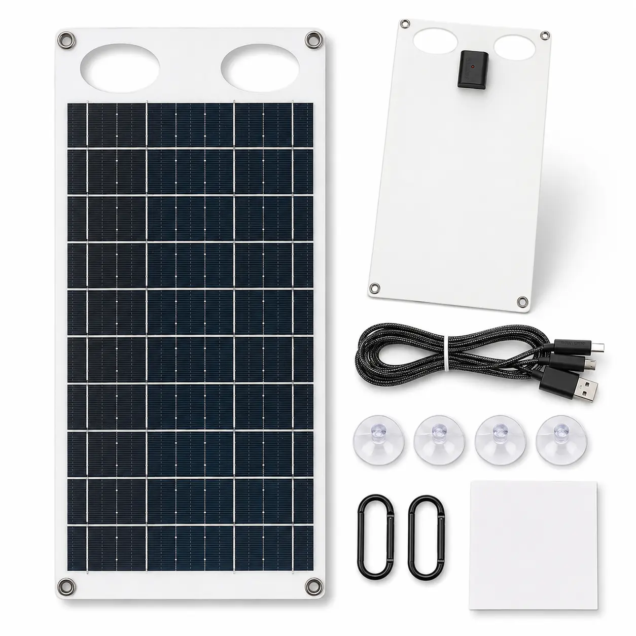 10W Portable Solar Panel with USB Output, Lightweight Direct-Sun Solar Charger for Camping, Hiking, Festivals, Phones, Power Banks, USB Fans & Lights, Suction Cups and Hanging Rings Included, No Battery