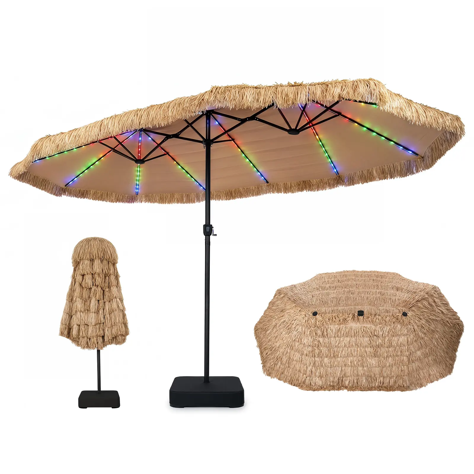 big lots umbrella for patio Replacement Canopy Real Living Triple 15ft Beige Whisper 810412838 14ft Patio Umbrella Double Sided
