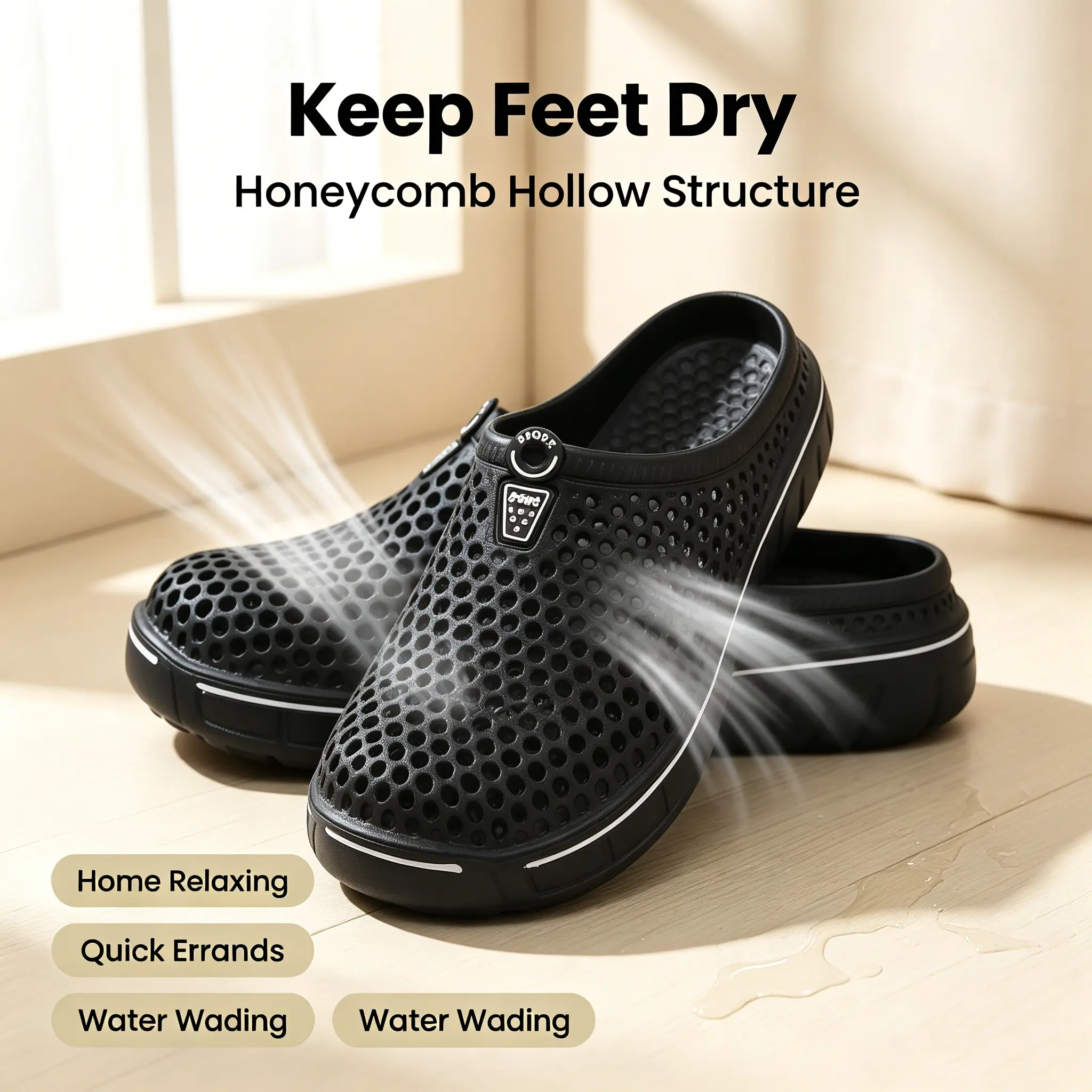 Men Women Breathable Mesh Clogs, White, Non-Slip, Water Friendly, Summer Slip-On Shoes for Beach, Pool, Casual Wear Pedal Unisex Slippers Lightweight Slippers