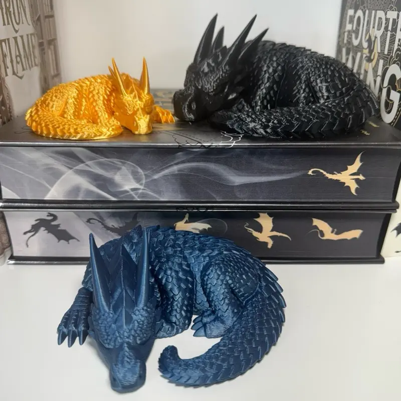 Sleeping Dragon Bookshelf Decor Dragon figurine 3d Printed Book Nook, library home office bedroom
