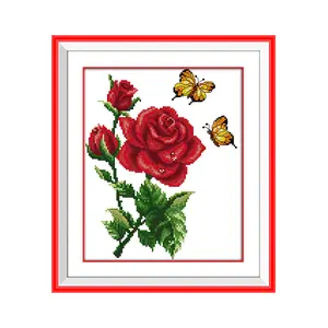 Butterfly Loves Flower Cross Stitch Kit 103X125 Counted Embroidery DIY Craft Traditional Chinese Floral Wall Art for Living Room Holiday Gift
