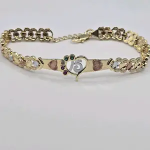 15 Beautiful Gold-Plated Bracelets with Stone's Fashion New Style - Three Colors