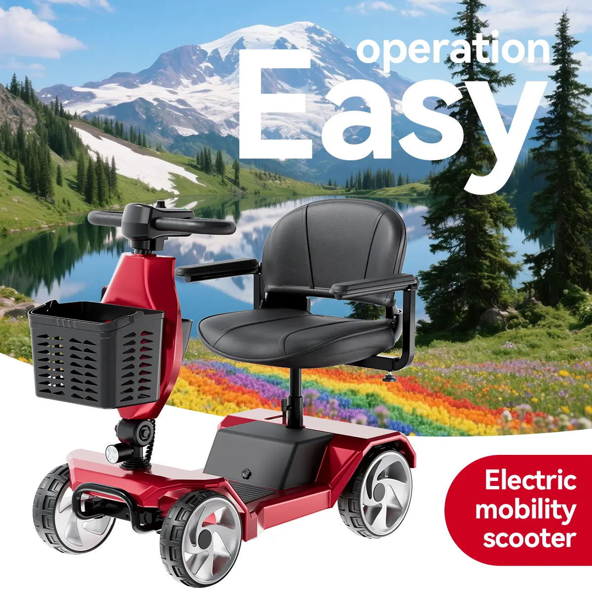 HOMYKING Foldable Electric Commuter Scooter - 300 lbs Capacity, Lightweight, Portable Adult Mobility Scooter with Detachable Basket & Charger, Foldable Commuter Scooter