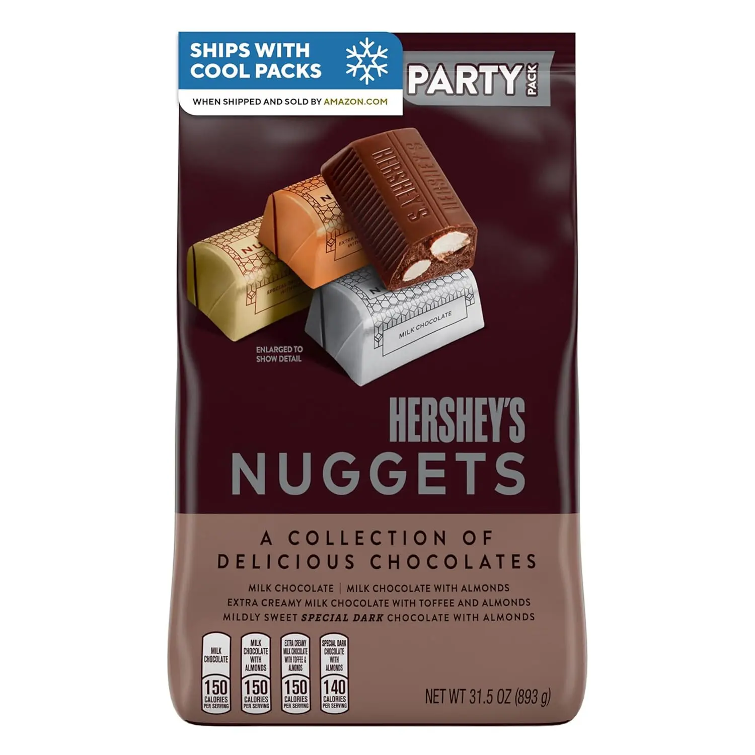 HERSHEY'S NUGGETS Assorted Chocolate Snacks Party Pack - 26 oz Bag with Tree Nuts, Ideal for Cupboard Storage & Celebration Occasions, Sweet, Convenient Size