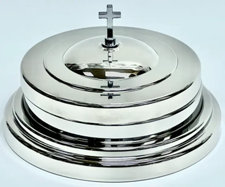 The Miracle Meal 3-Piece 304-Grade Stainless Steel 10-Cup Communion Tray Set, Lightweight and Compact Corrosion-Resistant Mirror Polish Kit with Plates, Lid, Base Insert for Church Worship, Classic Tableware Use (10-Cup Capacity)