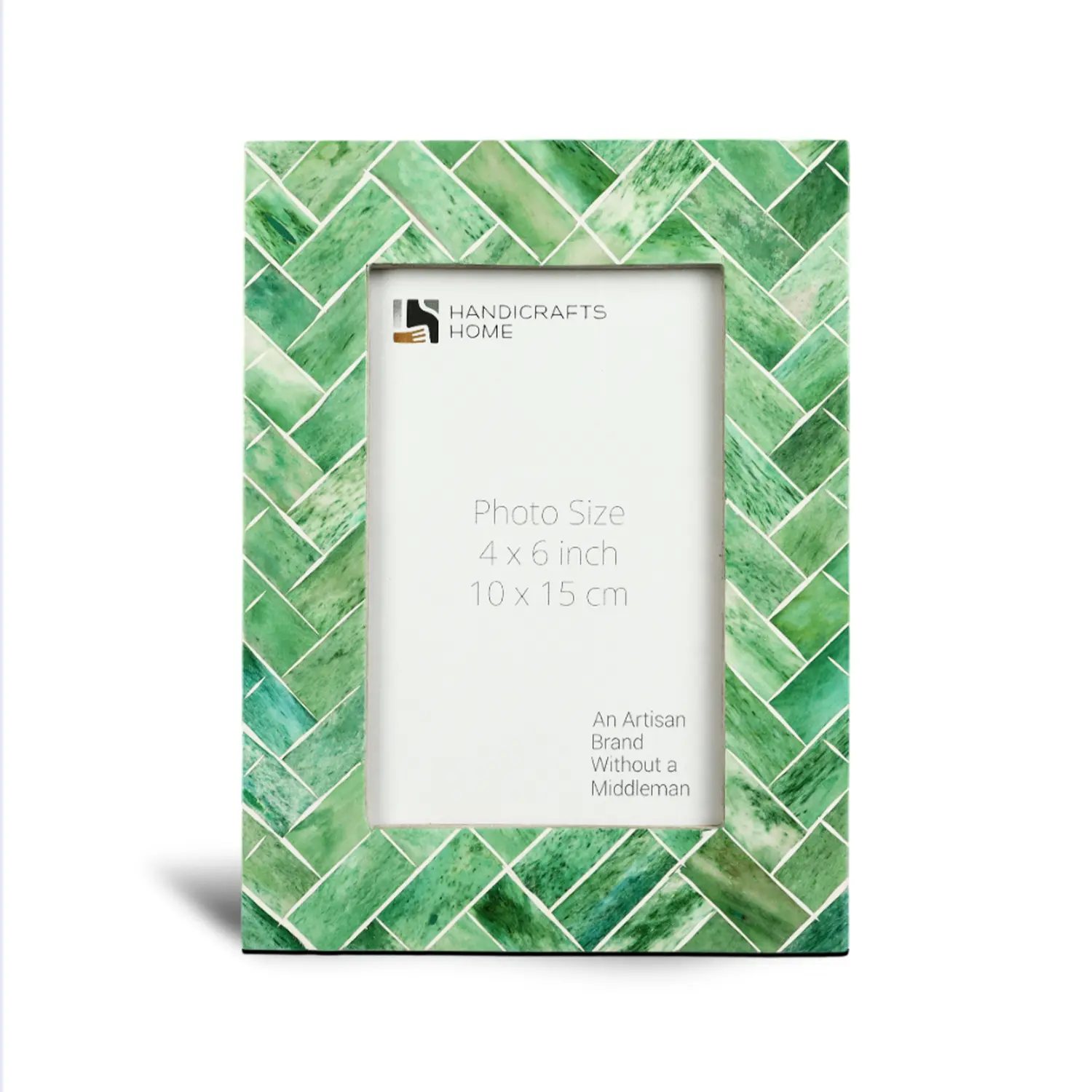 Handicrafts Home Indigo Picture Frames-Shades of Blue Bone Inlay-Mosaic Style Photo Frames (4x6 Inch, Green)