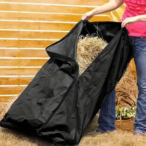 Durable Polyester Fiber Hay Bale Carrier, Large Capacity Foldable Portable Feed Storage Bag with Handle, Ideal for Horse Grass Transport