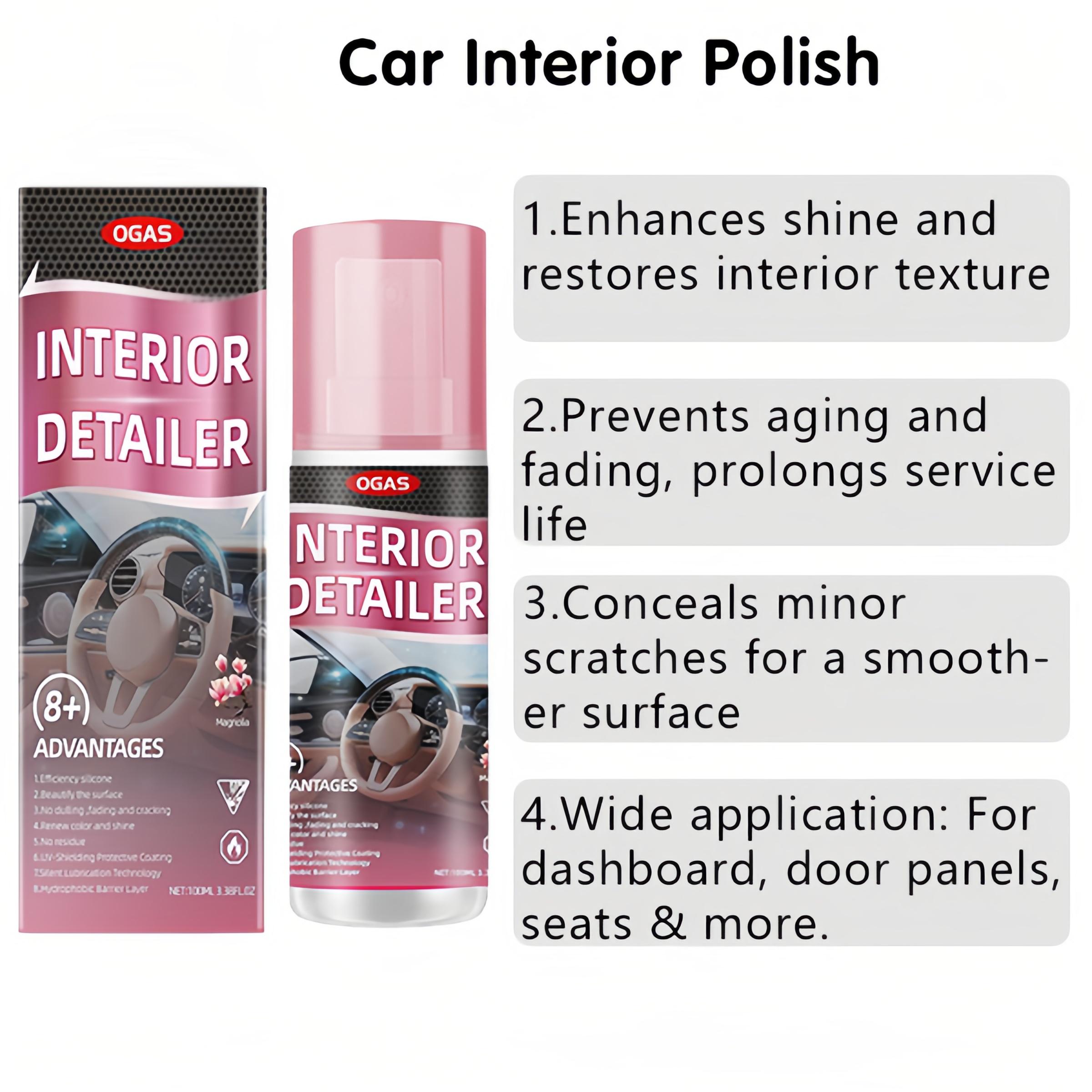 100ml Multi-Purpose Car Interior Polishing Cleaner - Gentle Neutral Formula for Car Seats, Dashboards, Steering Wheels & PU Fabrics - All-Season Renovation & Surface Care for Home and Vehicle, Car Seat Cleaner, Car Wash Foam Soap, car detailing product