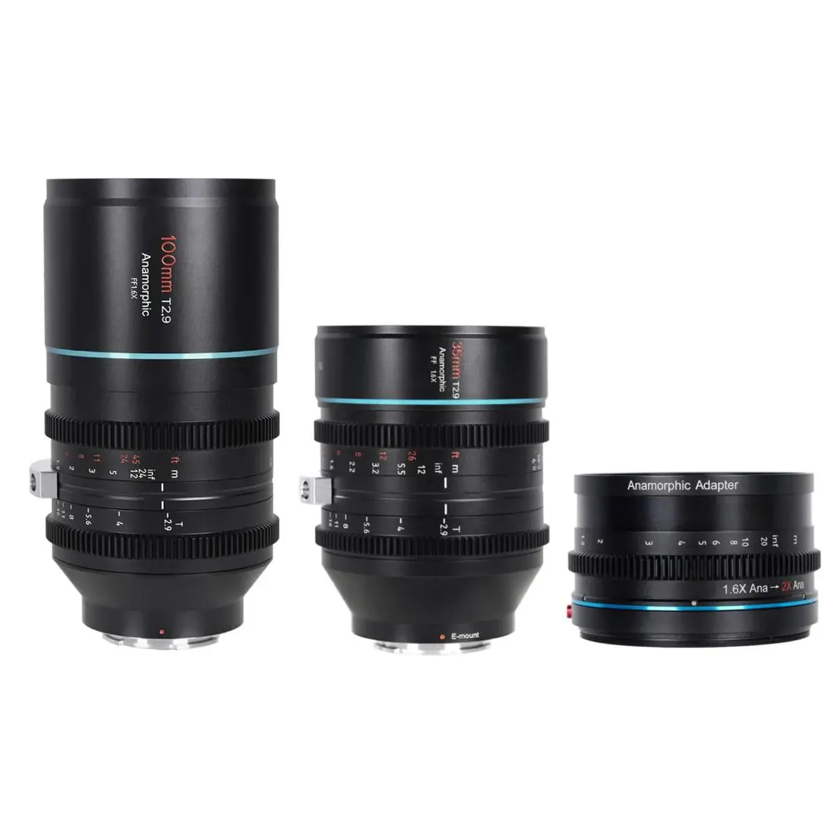 Sirui 35mm and 100mm T2.9 1.6x Anamorphic Lens Kit with 1.25x Adapter for Canon RF