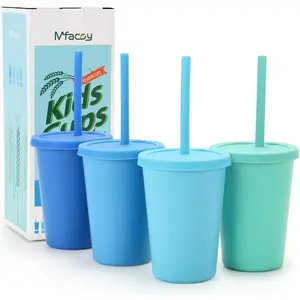 4 pack wheat straw cups with lid and straws 10 oz unbreakable kids cups reusable drinking cups small water cups colourful tumbler cups for kitchen bpa free dishwasher microwave safe