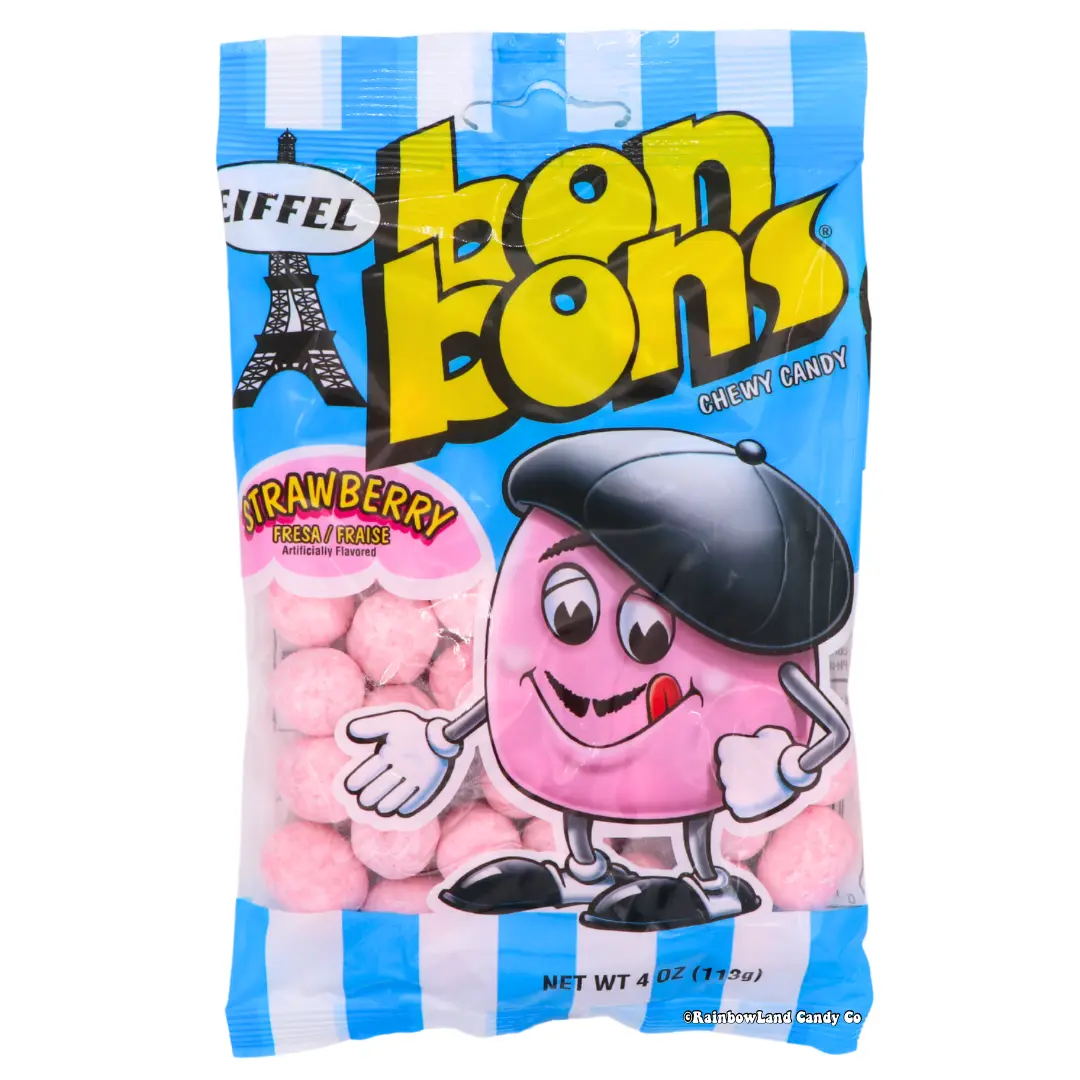 Eiffel Strawberry Bon Bons Chewy Candy | Strawberry Candy Bag 4 oz Eiffel Strawberry Bon Bons Chewy Candy | Strawberry Candy Bag 4 oz