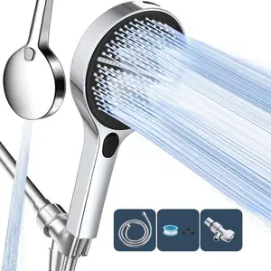 HOLENGS Handheld showerhead 4-speed mode adjustment shower head hose holder, shower head set with 1.5m hose, bathroom shower equipment