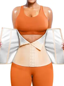 Women's Blue Coated Shapewear Waist Trainer Belt, Adjustable Body Shaper, Firm Tummy Control, Dual Layer Abdominal Control Corset, Full Body Slimming Tight-Fitting Vest, Postpartum Belly Wrap