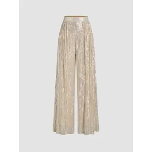 Cider [4 colors, size 0-10] Sequins Mid Waist Straight Leg Trousers