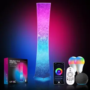 RGB Floor Lamp with Remote, 1800lm LED Tuya Smart 9W×2 Bulbs, 65" Smart Modern Floor Lamp with Alexa, Music Sync and 16 Million DIY Colors, Color Changing Standing Lamp for Bedroom Living Room