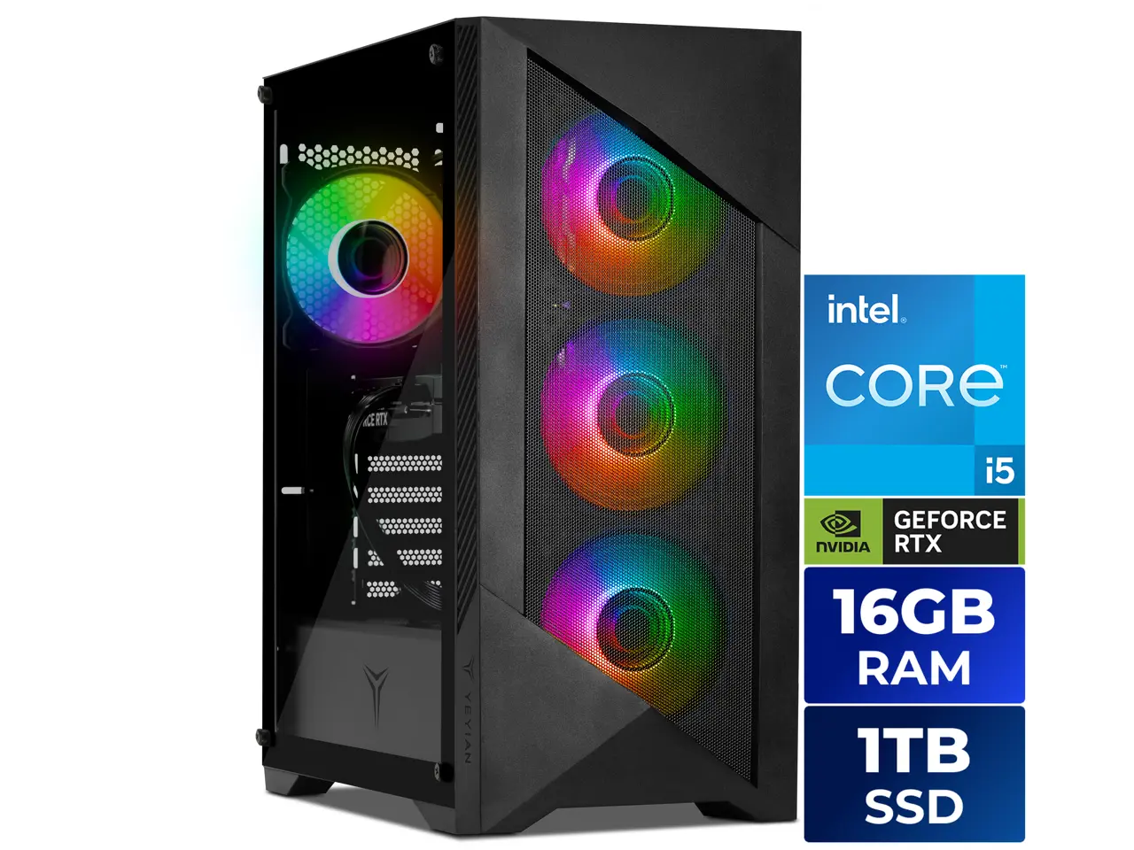 Yeyian Gaming Desktop PC YPI-ED44F0B-5601N Intel Core i5-14400F 16GB DDR5 1TB NVMe SSD GeForce RTX 5060 Windows 11 Home