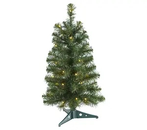 2' Green Christmas Tree with 35 LED Lights by Nearly Natural