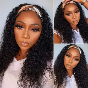 Kinky Curly Headband wig Human Hair No Gel Kinky Curly Headband Wigs for Black Women 200 Density None Lace Front Wigs Human Hair #headbandwig #TikTokShopHolidayHaul