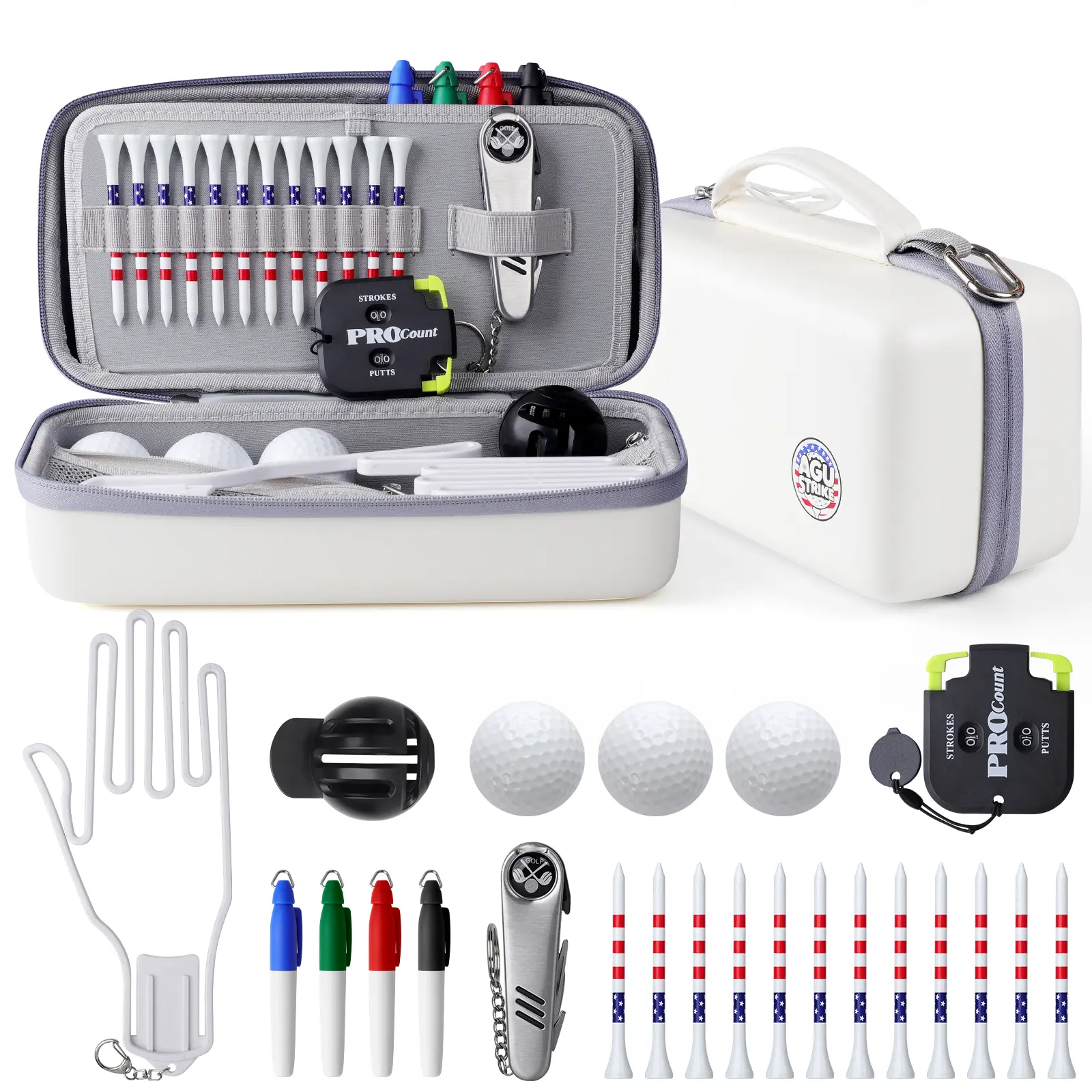 Golf Gifts for Golfers Men Women, 23Pcs Golf Accessories Kit Must Have Golf Balls Golf Tees Glove Holder Golf Ball Liner Pen Divot Repair Tool Score Counter, DIY Gift for Christmas Day Father's Day