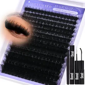 168 Dense Cartoon Eyelash Clusters, 500D Fluffy False Eyelashes, Volumized False Eyelashes, 10-22mm Thick Wispy D Curl, Single Lash with Glue and Seal, Eyelashes Set