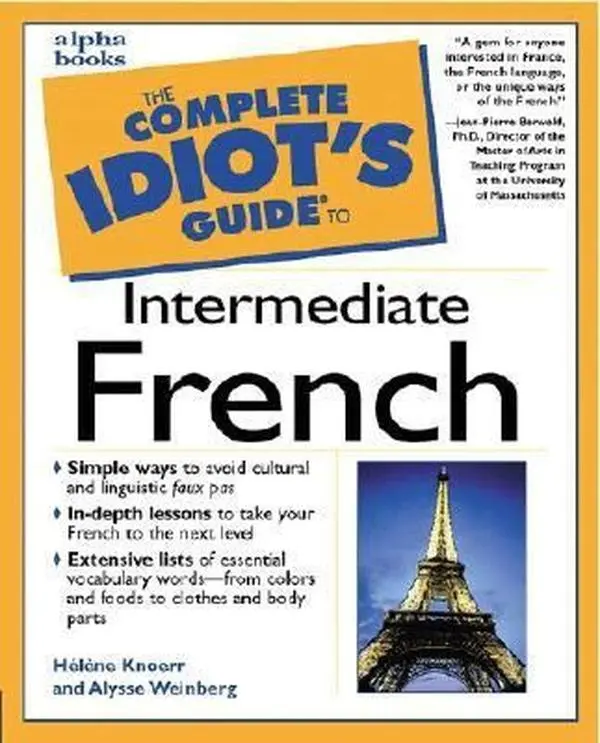 USED Book - The Complete Idiot's Guide to Intermediate French by Helene Knoerr (Paperback) - english