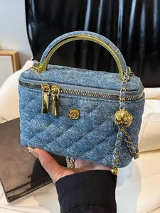 Women's Elegant Denim Design Quilted Bag, Fashionable Chain Strap Shoulder Bag for Daily Used, Casual Trendy Versatile High-quality Casual Commuter Bag, Denim Shoulder Purse