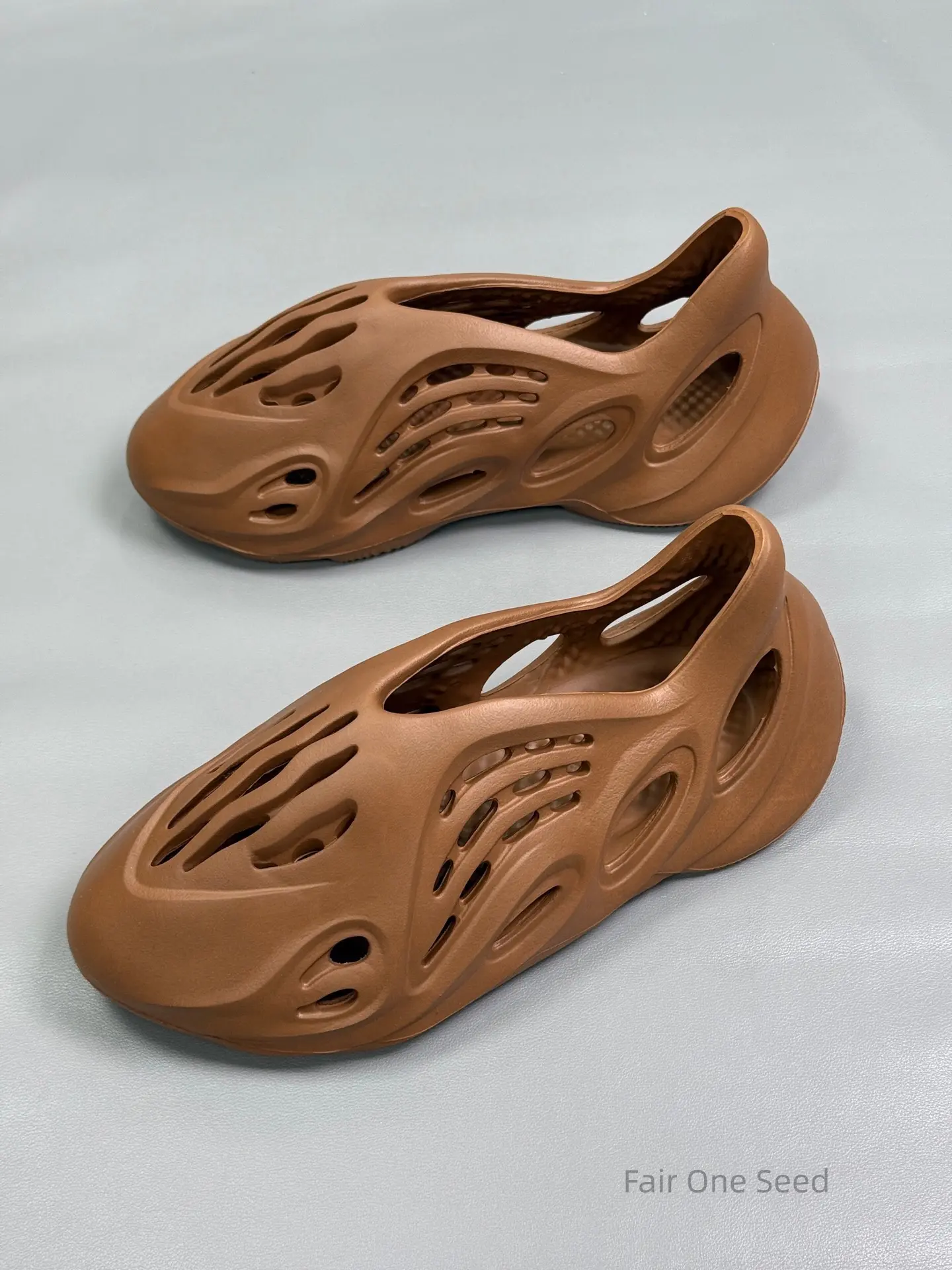 Chocolate Brown Lightweight Foam Hollow Cutout Slip On Clogs, Quick Dry Perforated Slide Sandals Anti Slip Thick Cushion Sole Casual Pool Street Shoes