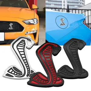 1Pcs 3D Metal Snake Cobra Logo Car Front Grille Emblem Car Body Fender Rear Trunk Badge Car Stickers For Ford SVT GT350 GT500 Shelby Badge Decal Decoration Auto Accessories
