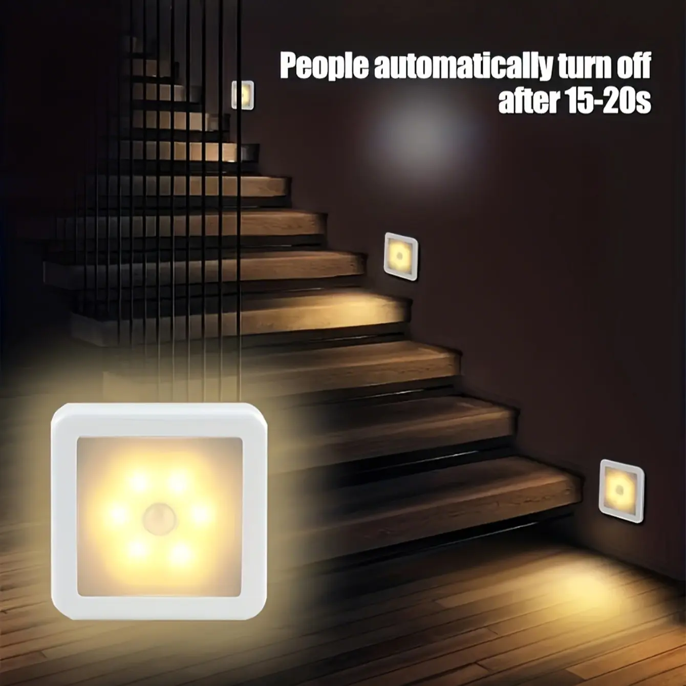 Inductive Stairwell Wall Light, Indoor Lighting, Motion Sensor Lamp, Battery-Powered, Suitable for Under Cabinets, Corridors, No Batteries Included, Simple Design, Durable Structure, Easy Install, Christmas Decor Light, Smart Night Light, 6 LED Beads
