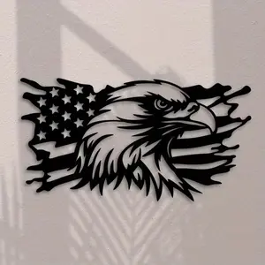 Eagle & American Flag Pattern Vintage Wall Art, Metal Wall Decor, Wall Art Decor for Home Living Room Bedroom Garden Yard