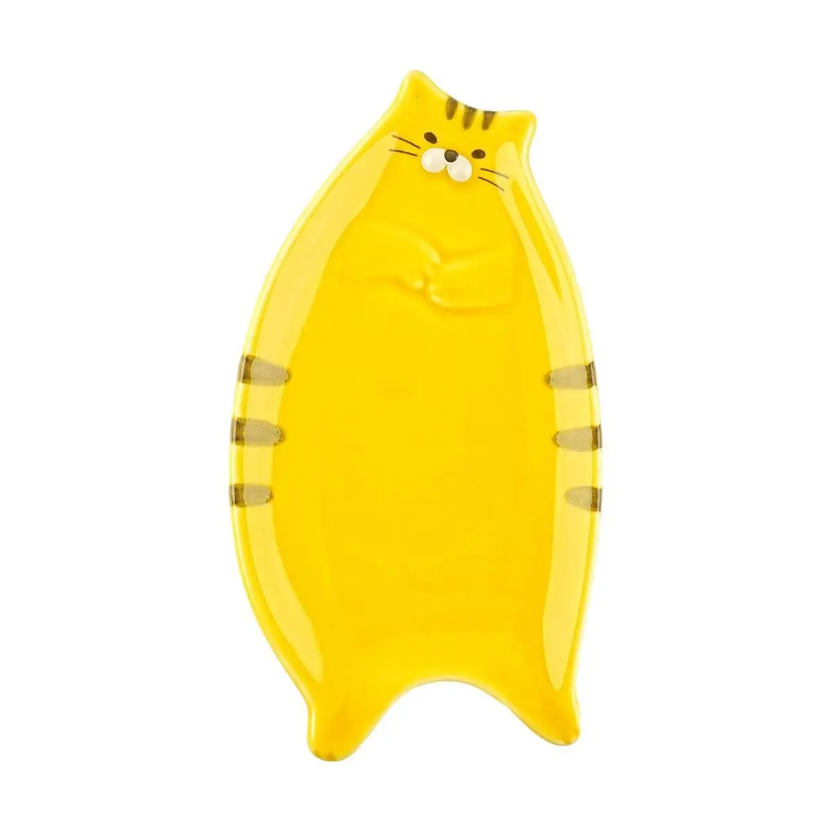 DECOLE Japanese Orange Cat Plate Cute Ceramic Dish 80x152x13mm