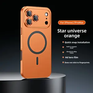 Compatible with IP17 Pro Max Magnetic Phone CaseMetal Frame IP16 Lens Film PC Snap Protective Cover