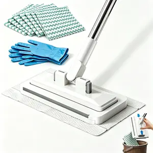 Disposable Dust Mop, Hands-Free Wet Dry Floor Cleaning Mop, Lazy Household Floor Cleaner With Replaceable Non-Woven Cleaning Pads For Home Hardwood Floors, Tile Floors