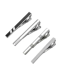 4-Piece Men's Tie Clip Set, Silver Color Tie Clip, Professional Business Design, 2.4 Inch Metal Tie Clip for Suit Shirt, Father's Day Gift