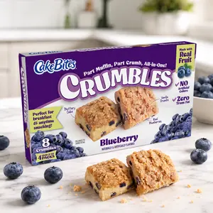 Blueberry Crumble Snack Cakes Family Pack – Soft Baked Breakfast Bars with Real Blueberries, Grab & Go Sweet Snack for Kids & Adults