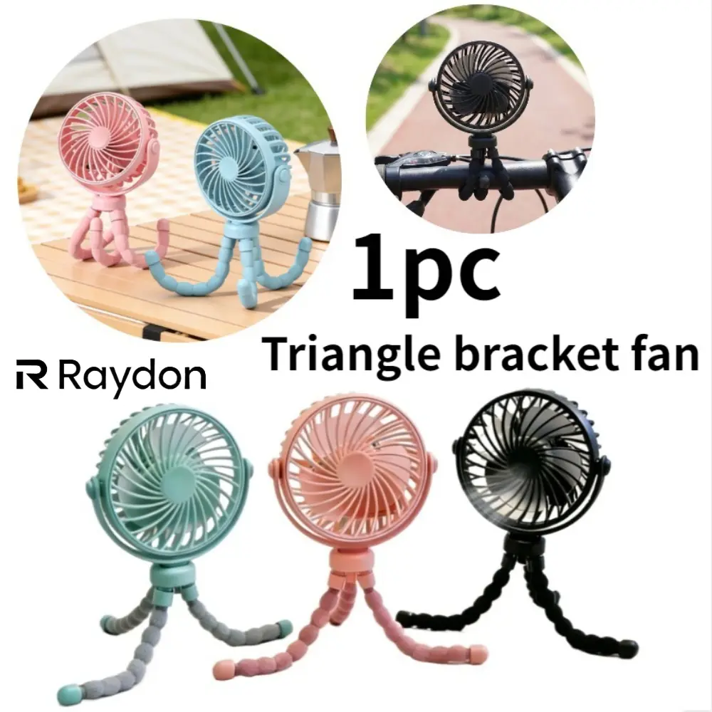 360° Adjustable Octopus Tripod Cordless Cooling Fan - Compact Mini Portable 3-Speed, USB Rechargeable, LED Light, USB Port, Adjustable Room Fan for Parents, Ideal for Stroller, Travel