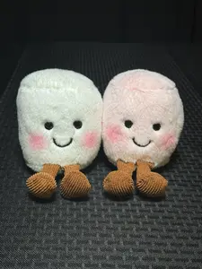Mellow Marshmallows Plush Set 2pk 3" Tall Sitting 7" Hanging Perfect for Car Accessories or Desk Decor