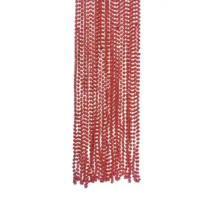 30" Bulk 48 Pc. Bright Red Metallic Plastic Round Bead Necklaces