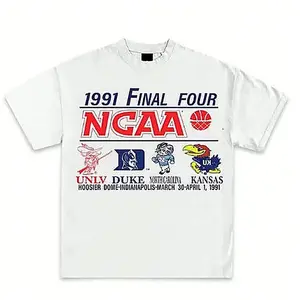 Vintage 1991 College Basketball , Final Four Graphic T Shirt Retro Tournamen Cotton Sports Fan Casual Streetwear Top