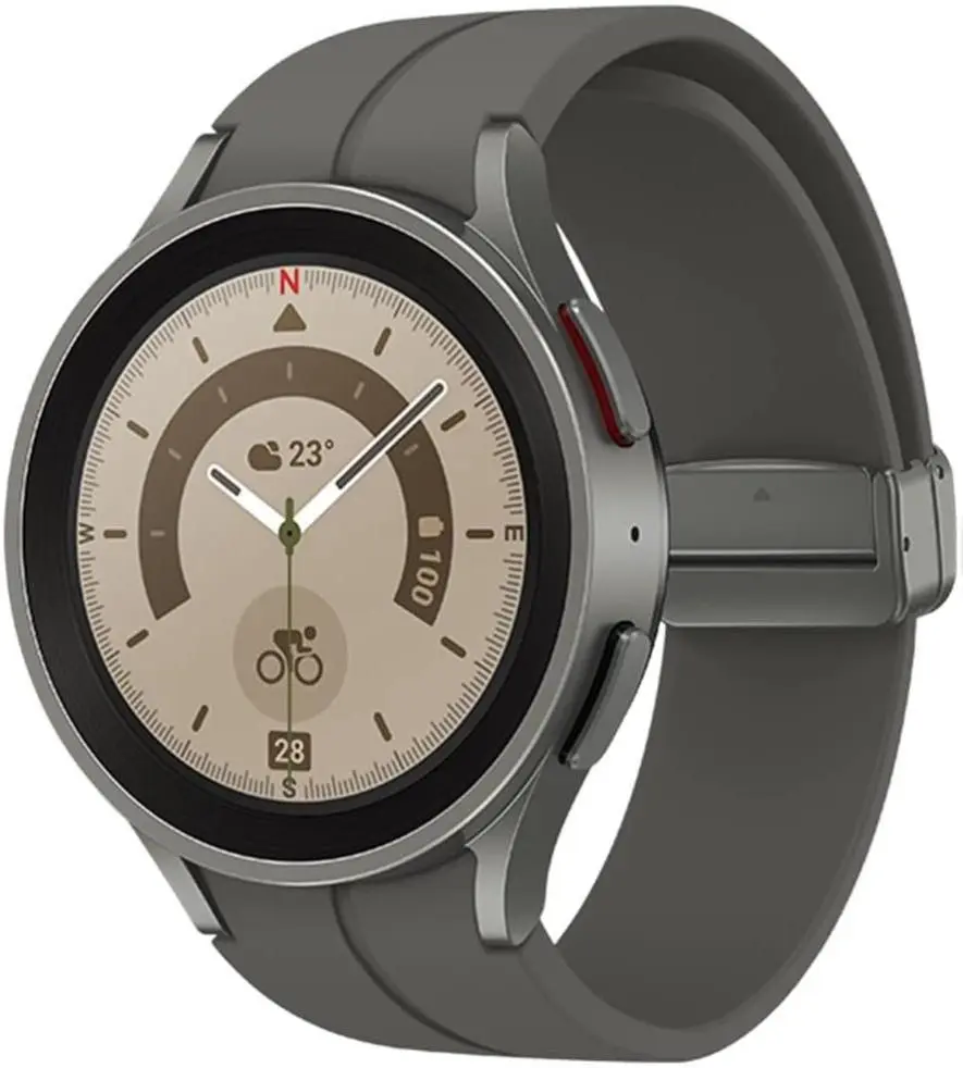REFURBISHED Samsung Galaxy Watch 5 Pro 45mm Titanium GPS Wireless Smart Watch - Gray, Bluetooth, Durable, Navigation, Excellent Condition, Android Compatible, Workout-Ready Refurbished Wearable Device