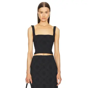 Helsa Eyelet Corset Top in Black