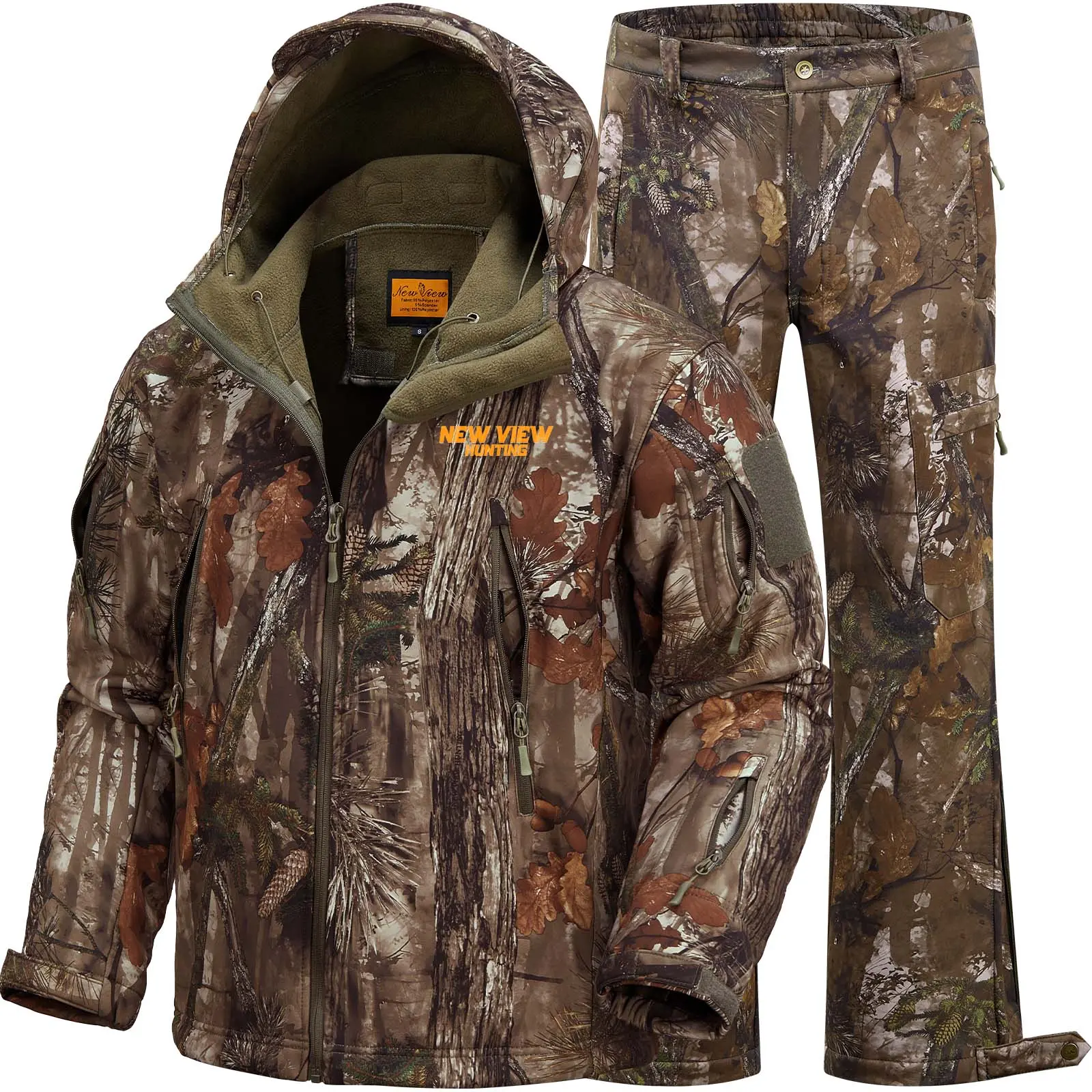 Camo Hunting Clothes for Men,Quiet Warm Hunting Jacket and Pants,Water Resistant Hunting Suit for Deer Duck Bow Hunt