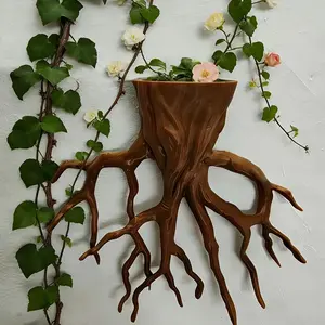 3D Printed Tree Root Hanging Planter, Creative Decorative Pot for Vines, Succulents, Small Plants, Indoor Outdoor Wall Fence Decoration, Planter Pots