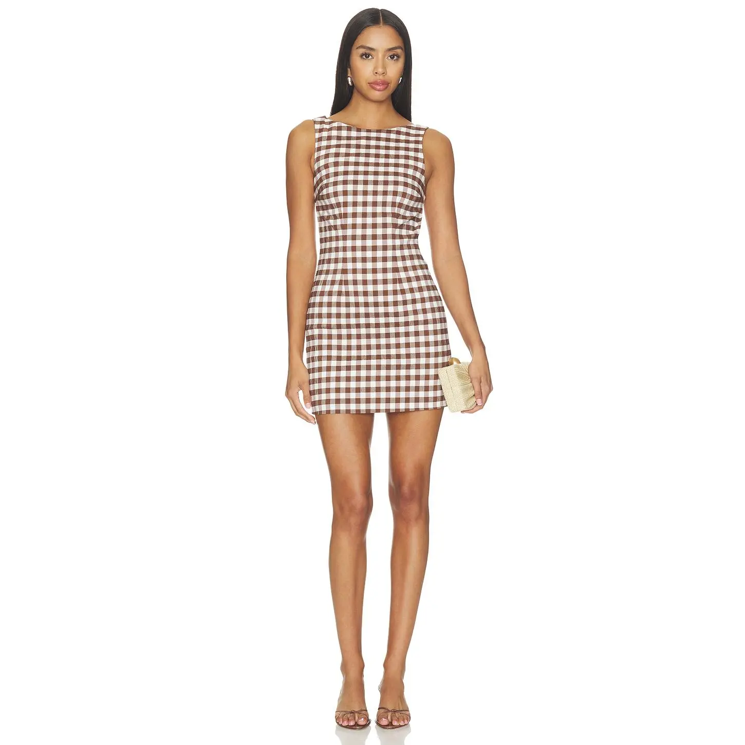 MAJORELLE Lake Mini Dress in Brown Gingham