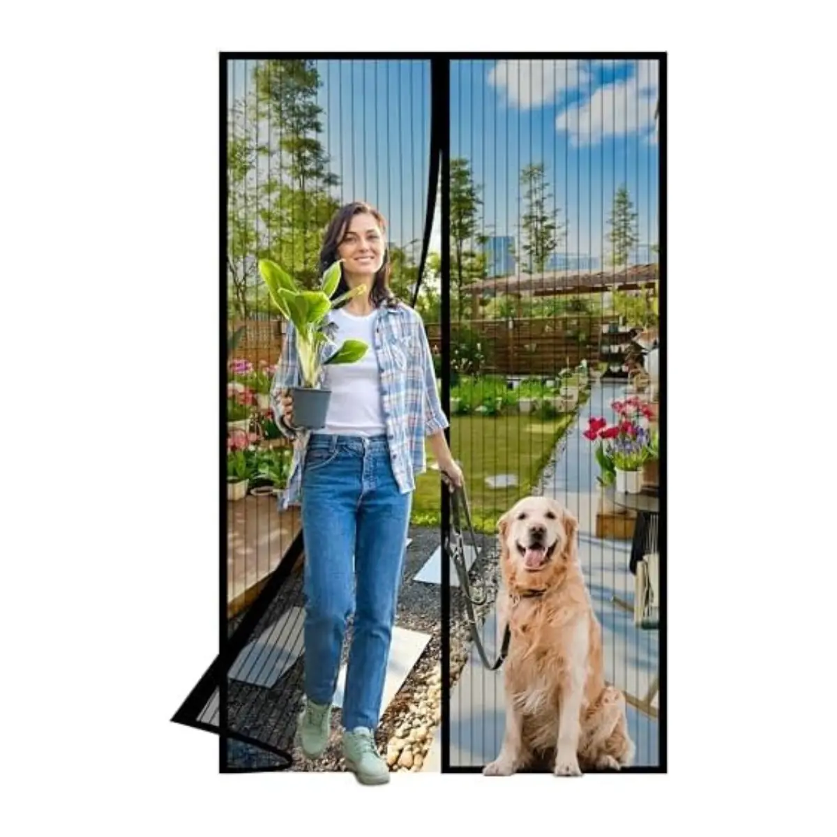 Magnetic Screen Door 36 x 80 Retractable Mesh Hands Free Pet Friendly Black