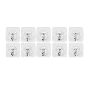 10 Packs Reusable Adhesive Hooks,Transparent Heavy Duty Wall Hooks with No Scratch, Waterproof and Oilproof for Bathroom, Bedroom, Kitchen, Refrigerator Door, Wall and Ceiling Metal Organiser