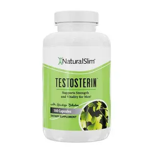 NaturalSlim Testosterin - Natural Energy & Muscle Support Supplement with Ginkgo Biloba L-Arginine Zinc & Vitamin B3 for Strength Stamina & Metabolism - 180 Capsules - Healthcare
